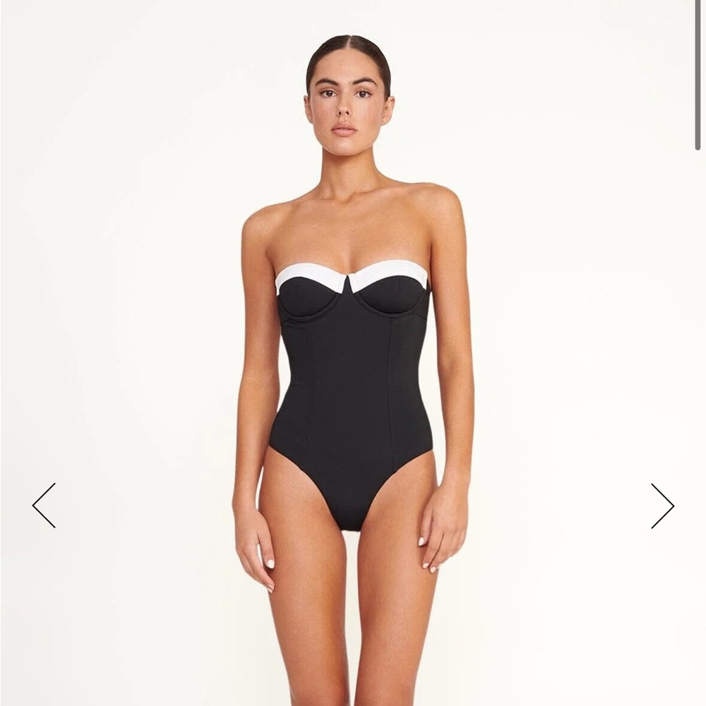 NWT STAUD Black and White Cup-Detail One-Piece Swimsuit - Picture 2 of 6